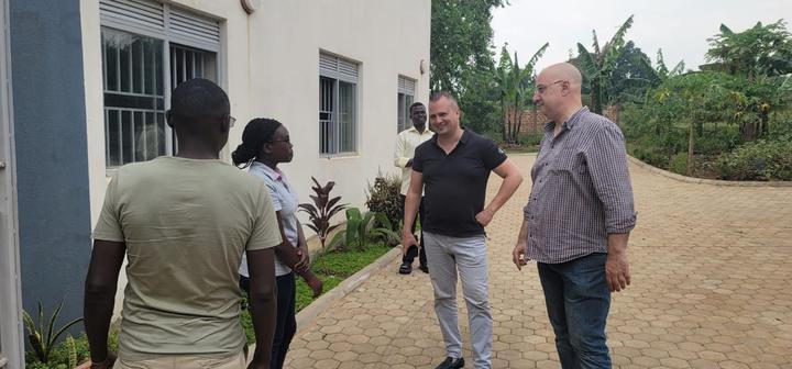 Talking with the home's team.